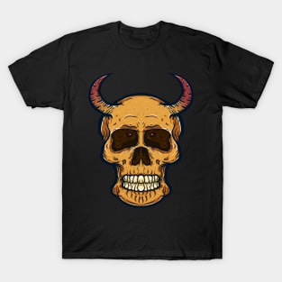 Skull head long horn T-Shirt